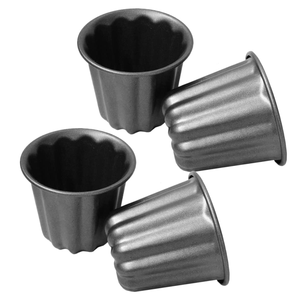 FUNOMOCYA 4 Pcs Non Stick Canele Molds Baking Multi Function Muffin Cups Cake Molds Nonstick Bakeware Oven Use