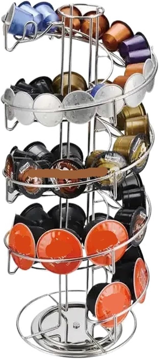 Rotatable 360 Degrees Coffee Pods Holder, Multi-Layer Capacity Storage Rack For 40 Pods For Bar Coffee Office Kitchen(Black 1pcs)