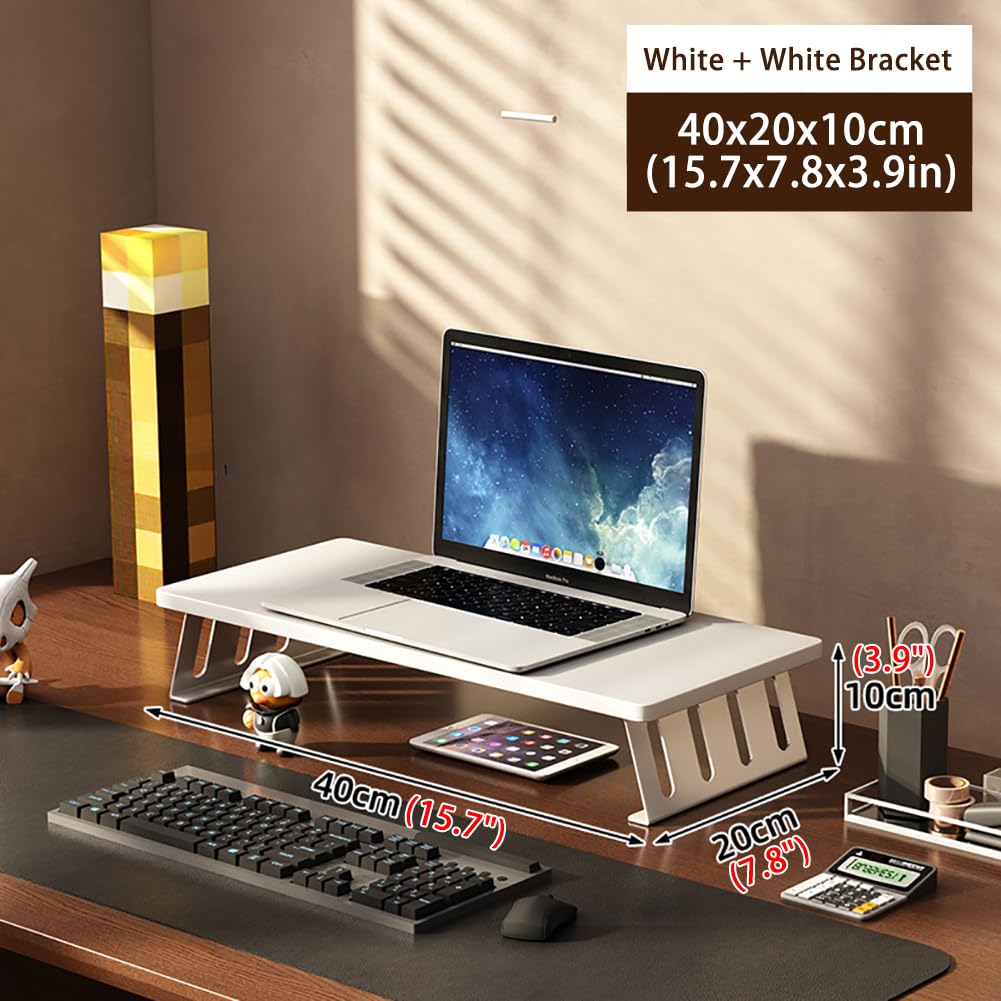CAKERS Riser De Stand De Moniteur D'ordinateur | Attaquage D'organisateur De Bureau Polyvalent À Plusieurs Usines,Panneau Blanc + Support Blanc,40x20x10cm (15.7x7.8x3.9in)
