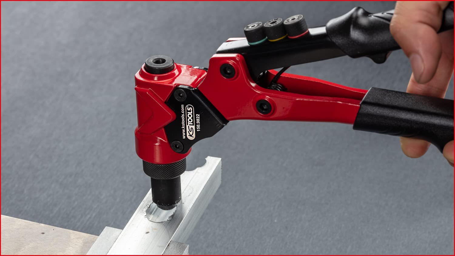 KS Tools 150.9820 3 en 1 - Juego de remachadoras giratorias (12 piezas)
