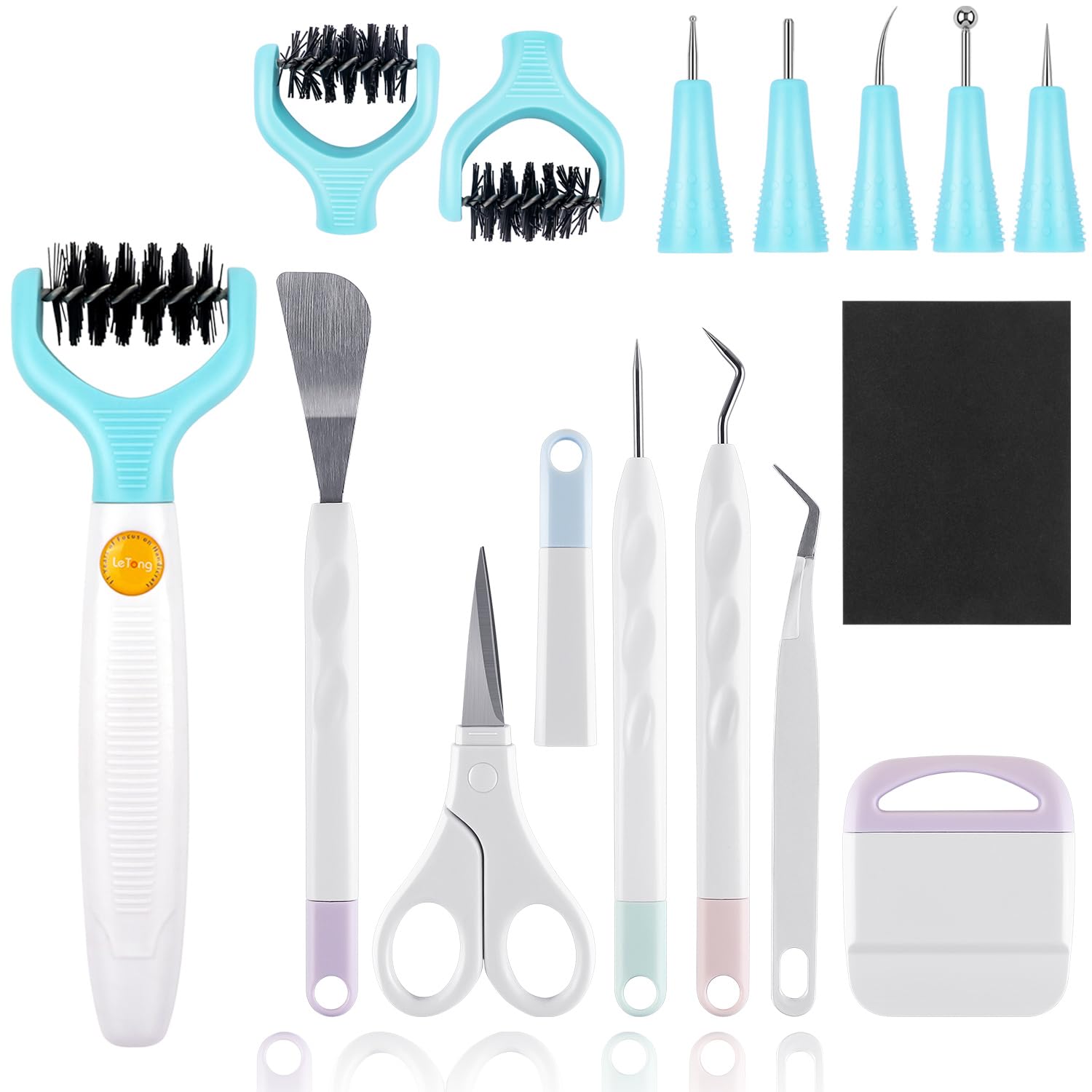 OTCRAFT 15PCS Craft Vinyl Weeding Tools Set Spatula/Scissors with Cap/Piercing Tool/Weeder/Tweezers/Die Brush Scraper Basic Weeding Tool Kit Perfect for Vinyl, Paper, Iron-on Projects, and More. — image 1