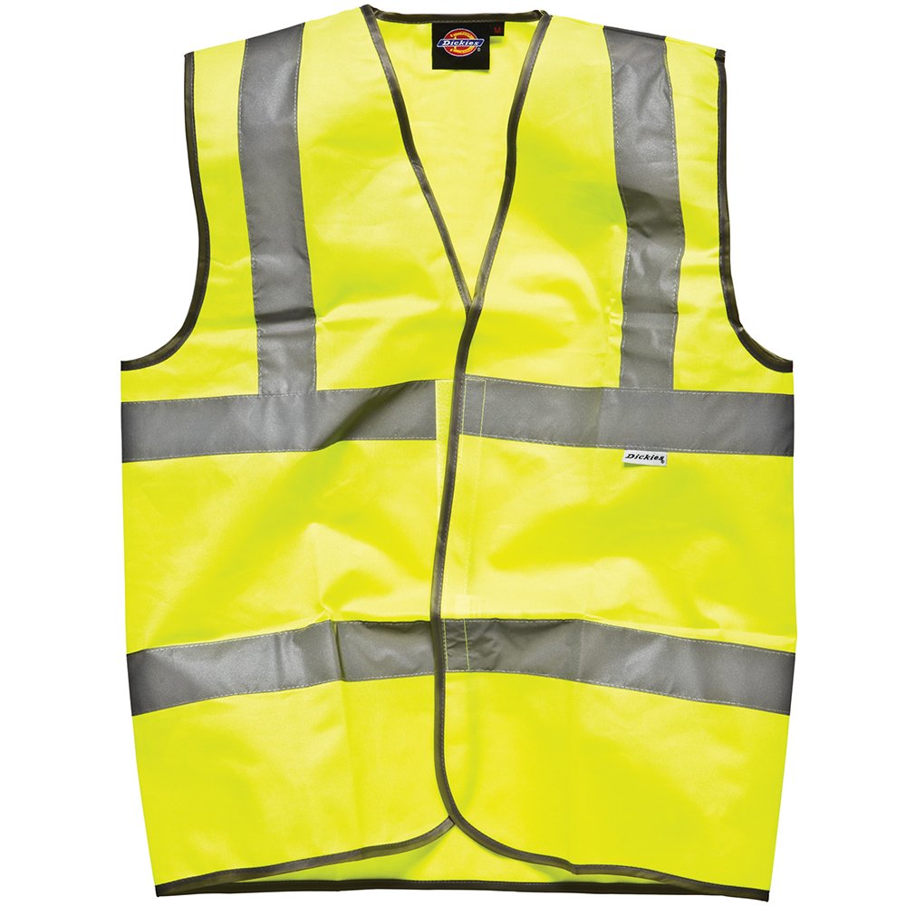 Dickies Higway Safety Hi Vis Waistcoat / Mens Workwear Jacket (L) (Hi-Vis Yellow)