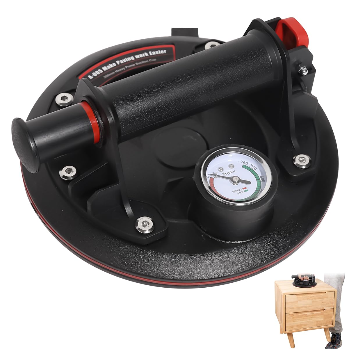 Serplex® 8 Glass Suction Cup Lifter 440lbs Suction Cup Lifter with Pressure Meter Heavy-duty Handheld Vacuum Suction Cup Lifter for Move Tiles, Glass, Window, Wooden Boards (B0D386CGDS) Amazon Price History, Amazon Price Tracker