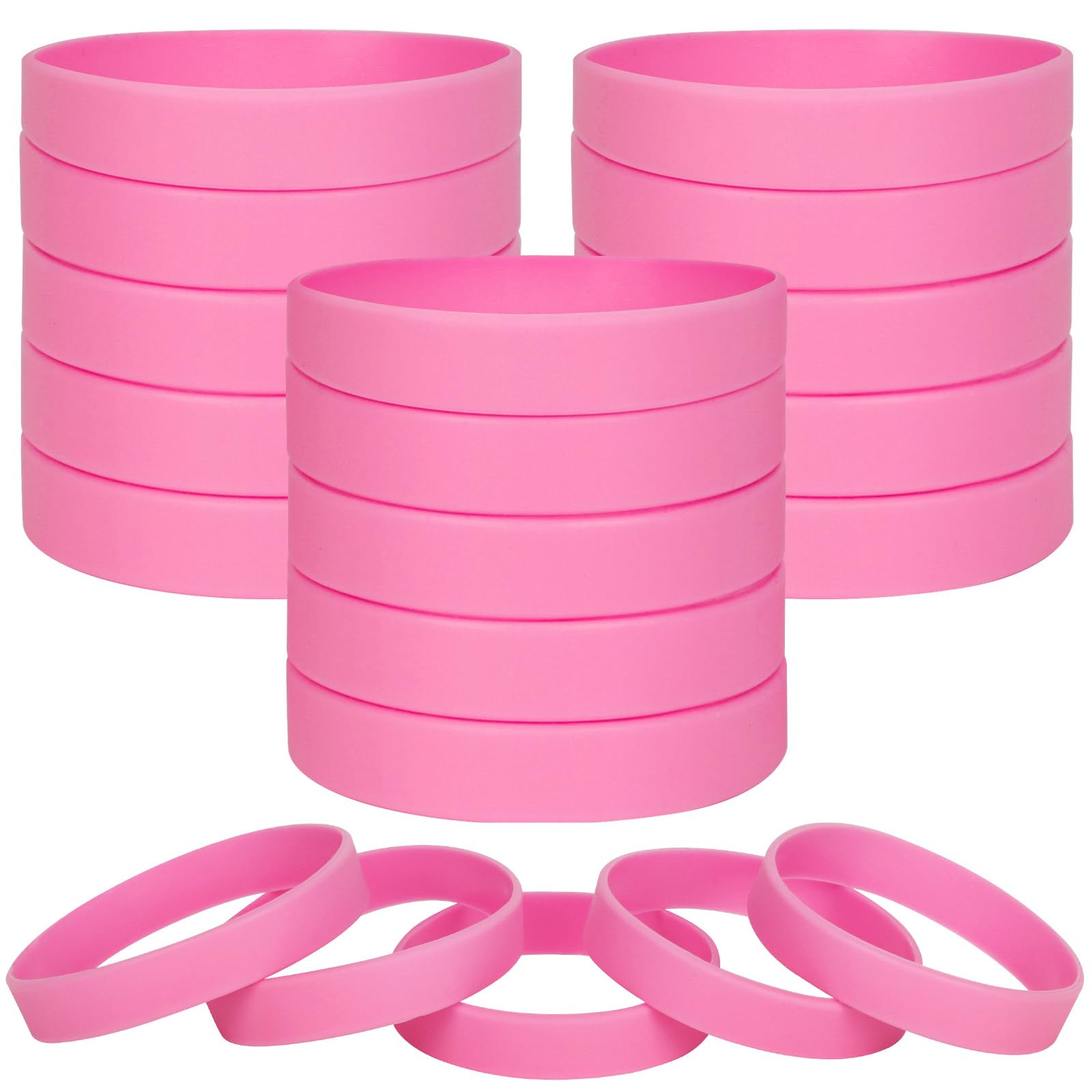 100 pièces bracelets en silicone vierges, bracelet élastique en caoutchouc de fête de sport pour Adulte Rose Clair
