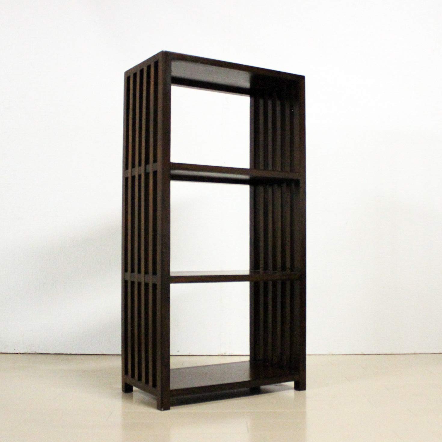 茶箪笥 木製オープンシェルフ ダークブラウン 茶箪笥 木製オープン