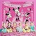 Minnie Mouse Background Pink Birthday Backdrop for Princess Girls Hot Pink Stripes White Flowers Baby Shower Backdrop 75 Ft
