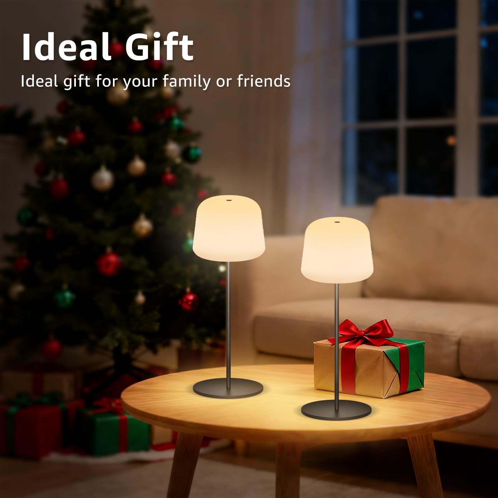 2 Stück 3-in-1 LED Tischlampe Kabellos, Mini Dimmbare Nachttischlampe Mit Touch, USB Aufladbar Mit Akku, 3 Stufen Warmlicht Mit Speicherfunktion, Schutzart IP44, Für Indoor Und Outdoor