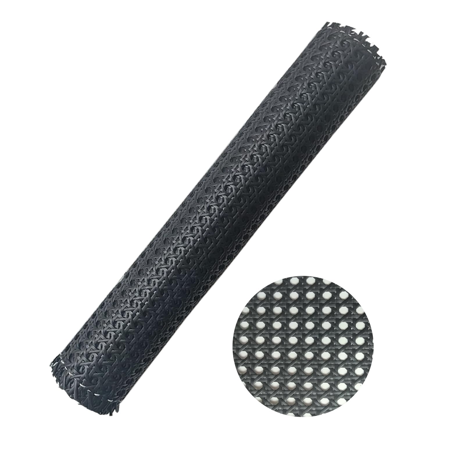 Selliner Black 15.8In X 6.6Ft Hexagonal Synthetic Plastic Rattan Cane Webbing Roll
