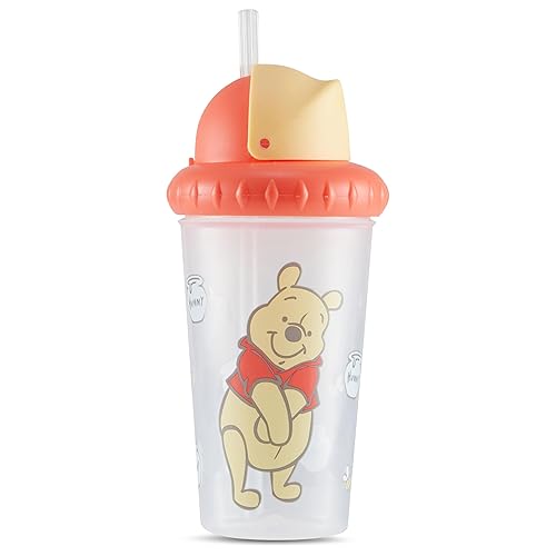 Miniatura 2 de Disney Vasos para sorber para niños y niñas Paquete de dos vasos para sorber de 10 onzas con popote y tapa, botella de agua de viaje duradera a