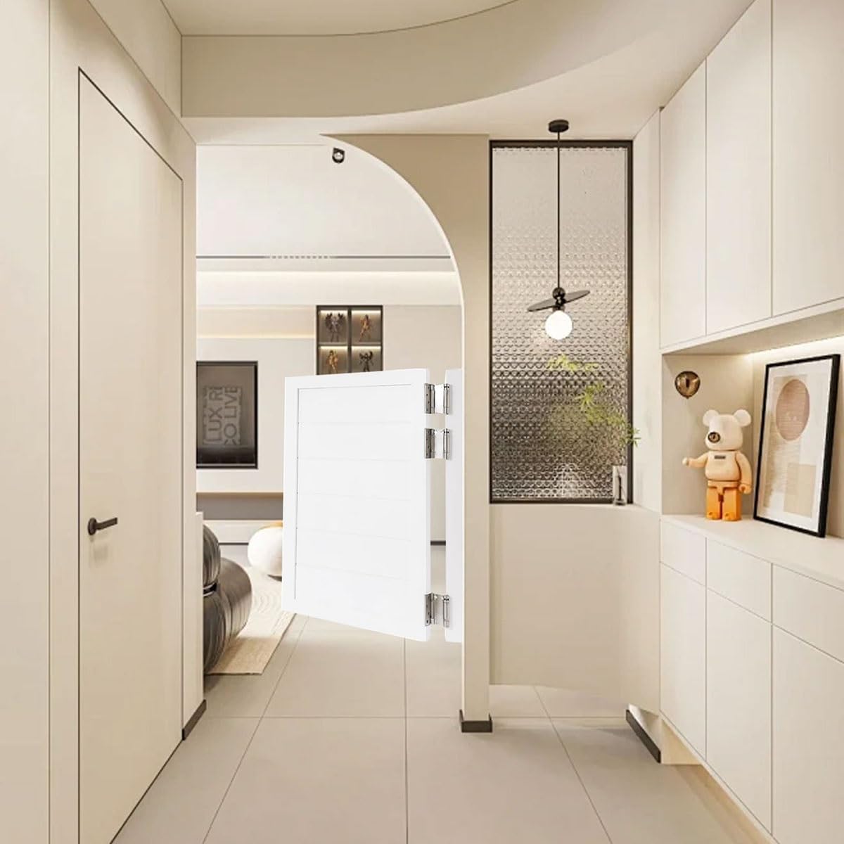 Porta a Battente in Legno, Porta da Saloon oscillante, Singola Porte Battente Interne Porte a Mezza Vita per Bar, Giardino e salotti, con Chiusura Automatica(White,30.7"x39.4"(78x100cm))