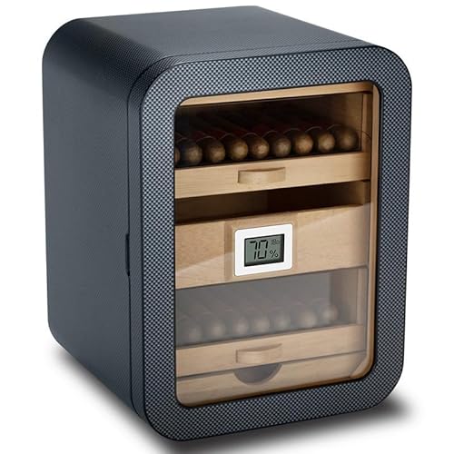 PoiToe Humidor Elettrico per Sigari, Mobiletto per La Conservazione dei Sigari, Contiene 110 Sigari, Include Umidificatore, Funzionamento Silenzioso e Temperatura Costante Nosunroof-C