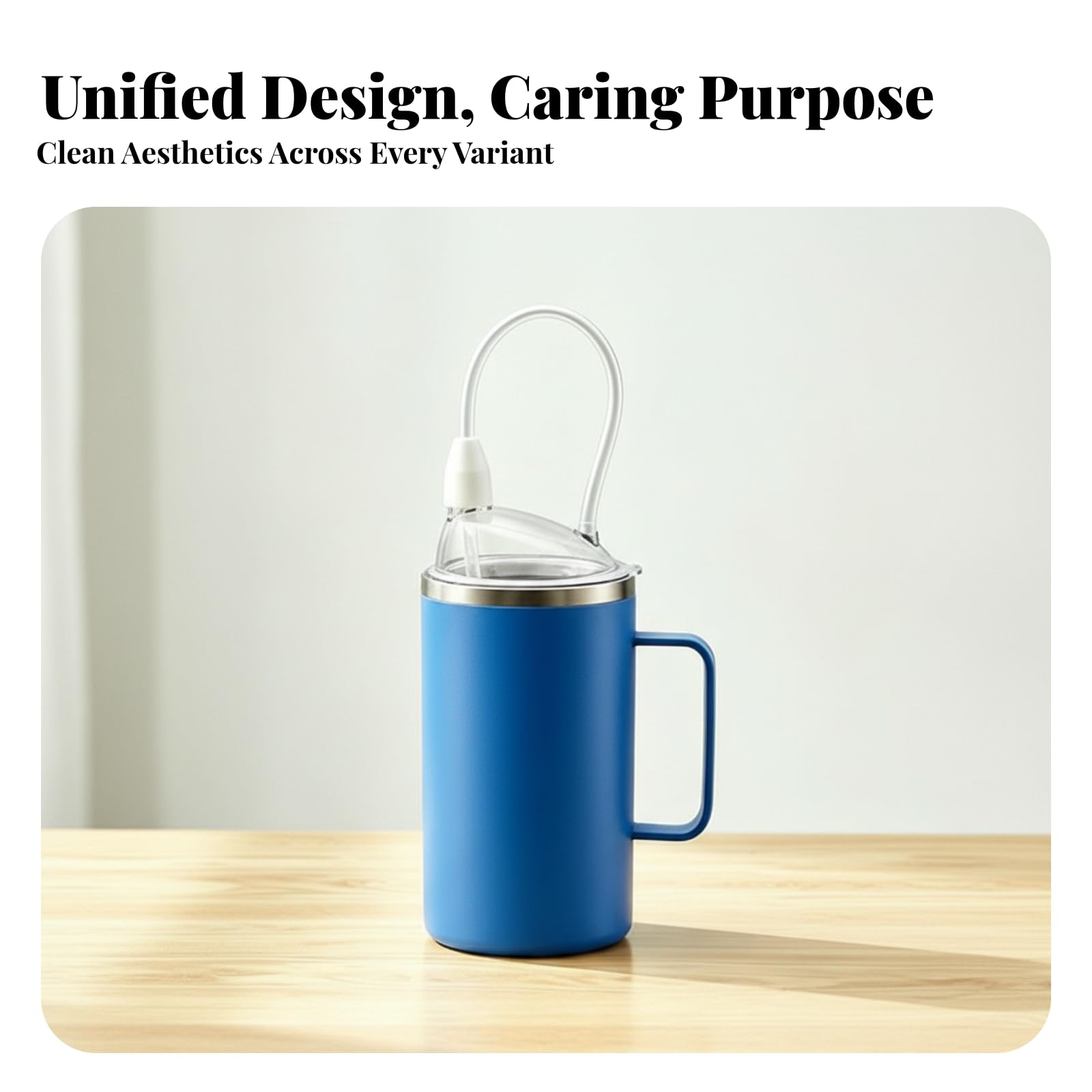 Senioren Trinkflasche Pflegebecher Isolierbecher Trinkhilfe Pflegebecher mit Deckel aus Edelstahl Doppelwandig für Warmhaltefunktion mit Transparentem, Edelsteinblau, 650ml