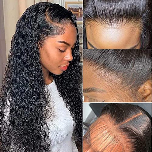 RXY 18 Inch Lace Frontal Wig Water Wave Human Hair Brazilian Virgin Hair 13x4 Lace Front Wig Water Wave Human Hair Natural Color
