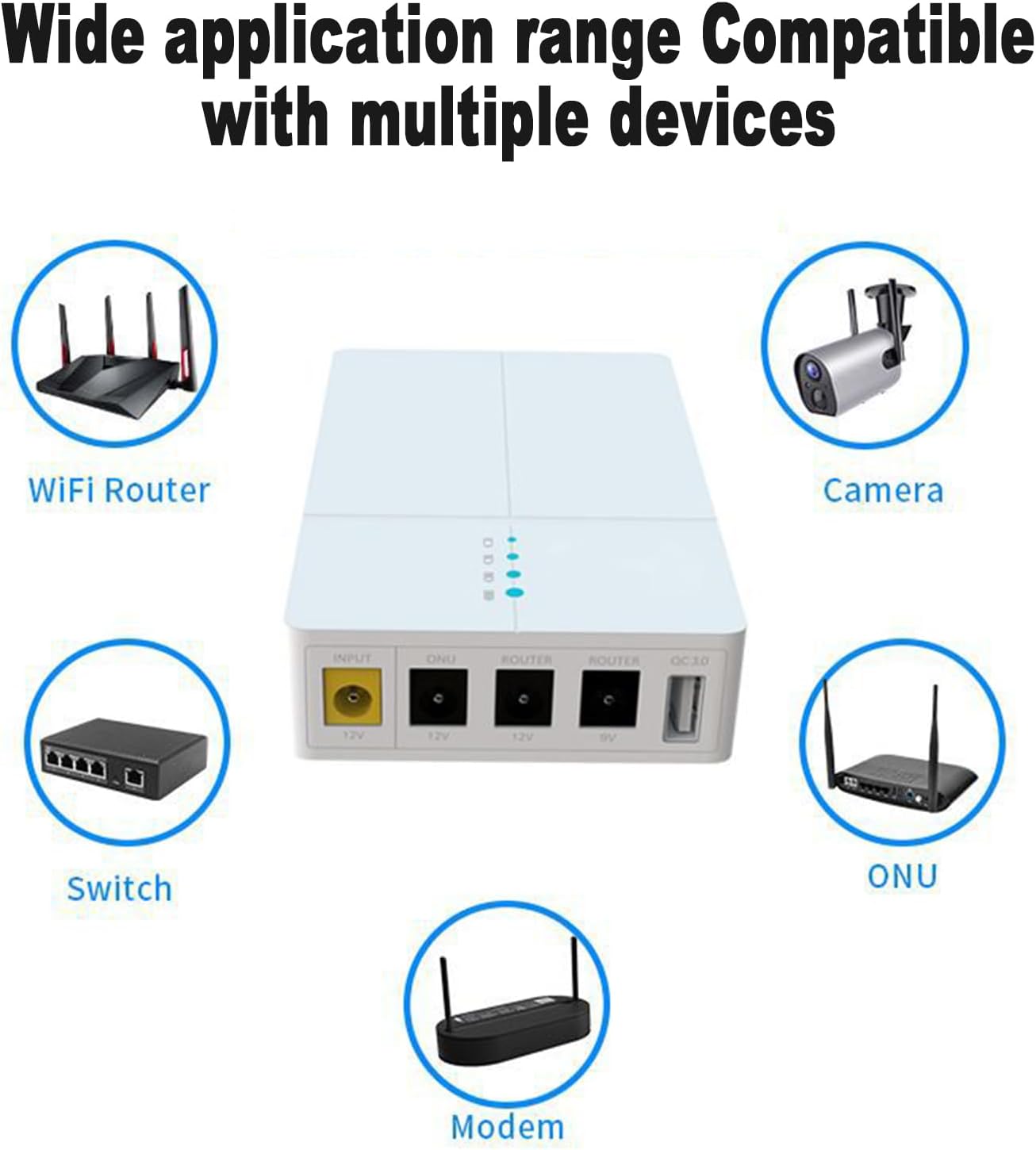 Mini UPS Battery Backup 13500mAh, Portable Rechargeable USB DC Backup Power, 5V/9V/12V Uninterrupted Power Supply for WiFi Router, Camera, Switch, ONU, Modem, Emergency Power