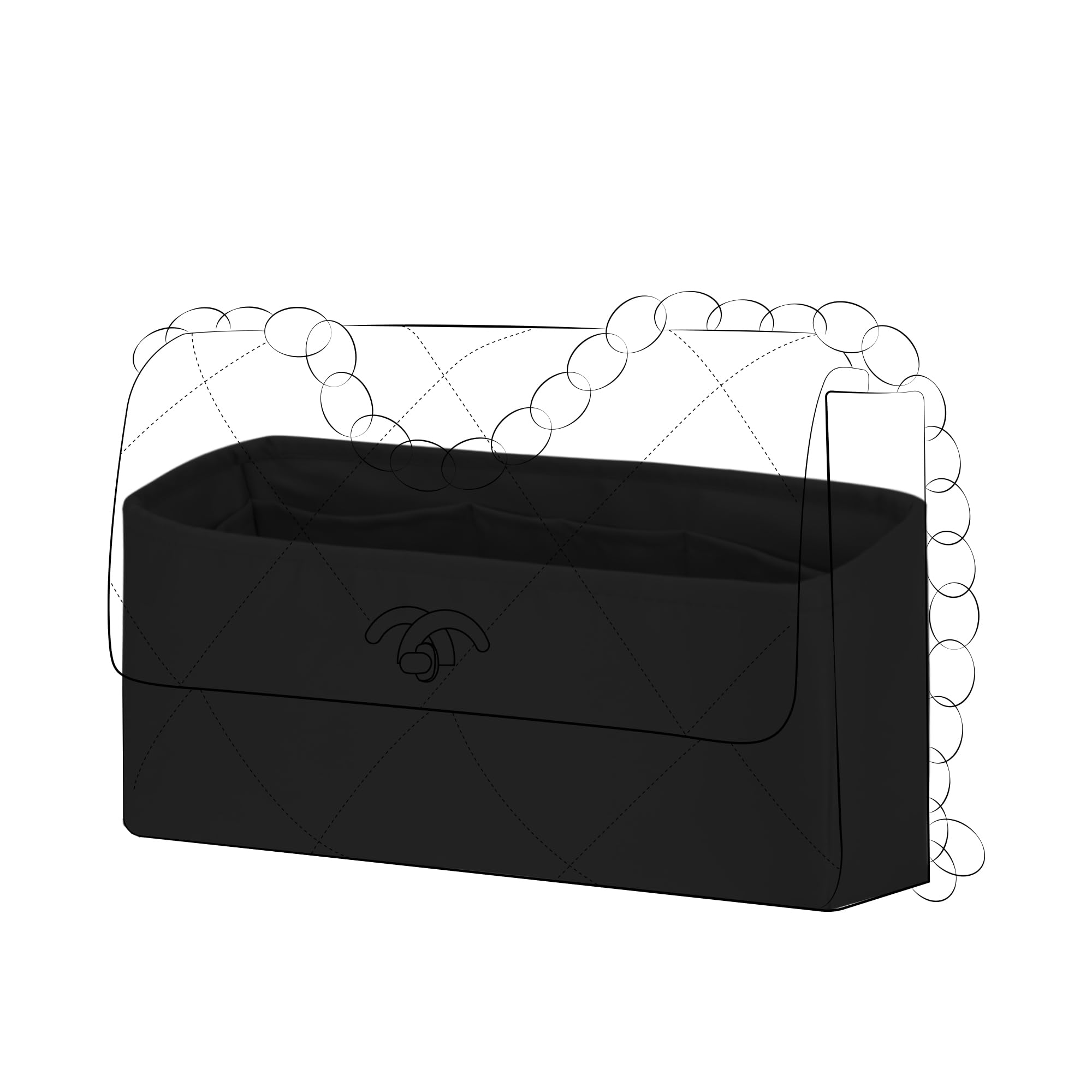 DGAZ Organizador de bolsos, organizador de bolsas de seda, bolso de lujo y moldeador de asas para Chanel 19 bolsas (negro, 19-Jumbo30)