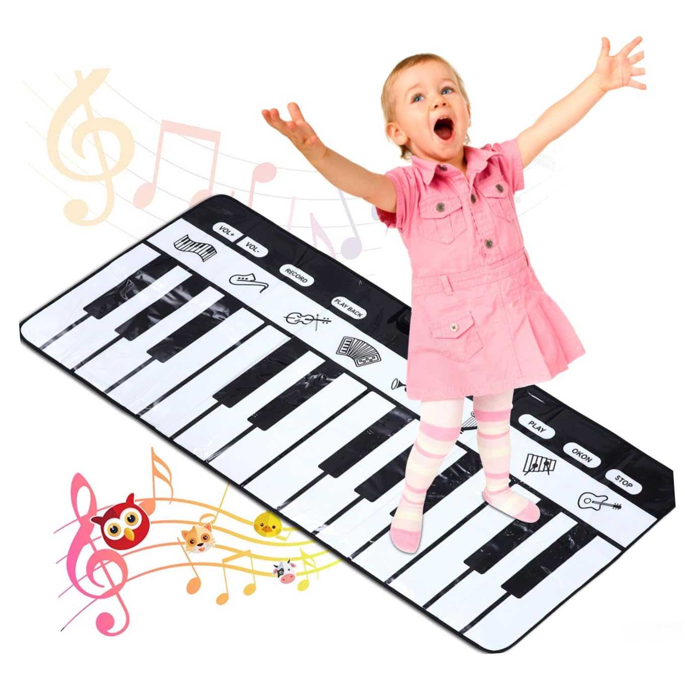 Tappetino Musicale Pianoforte 180x72cm Bianco, 1 Pezzo