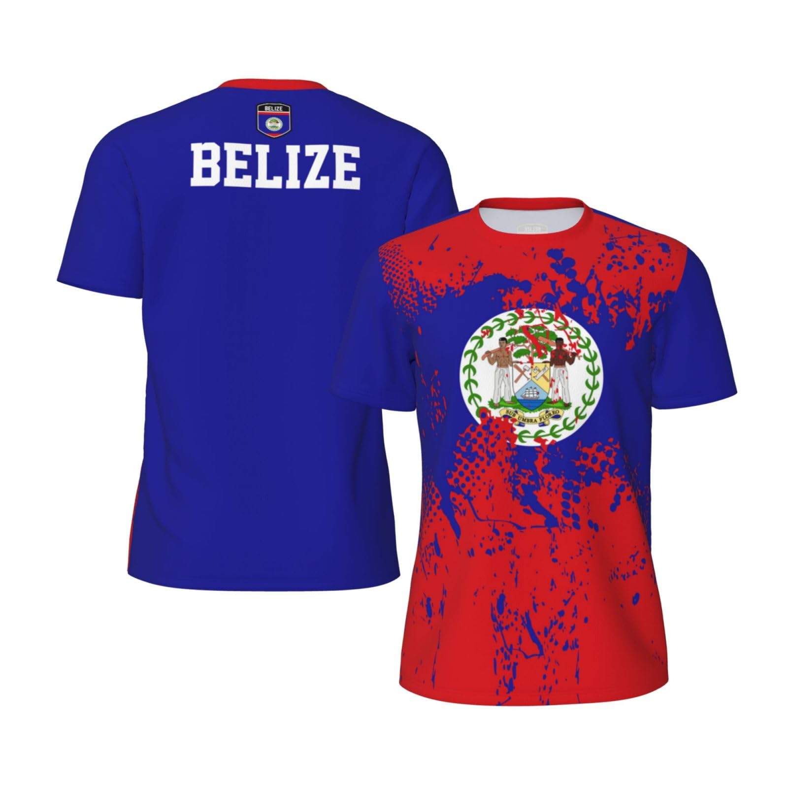 Djngn Unisex As Pic Belize Flag Grain Sports Jersey T-Shirt 3D Print For Running Cycling Soccer Tennis Fitness Fans Mesh Shirts