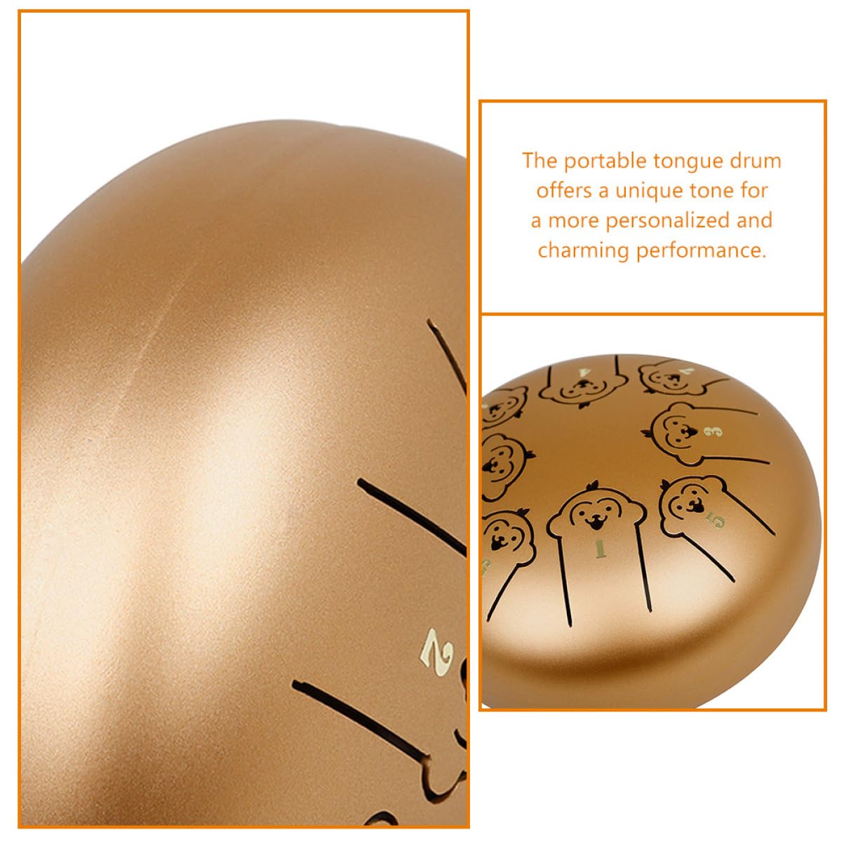 HEMOTON Unbreakable 5.5 Inch Steel Tongue Drum for Toddlers Children Monkey Percussion