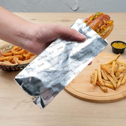 Miniatura 7 de Restaurantware Bag Tek - Bolsas para perros calientes de 3.7 x 1.2 x 9.2 pulgadas, 100 envoltorios pequeños para perros calientes, resistentes al