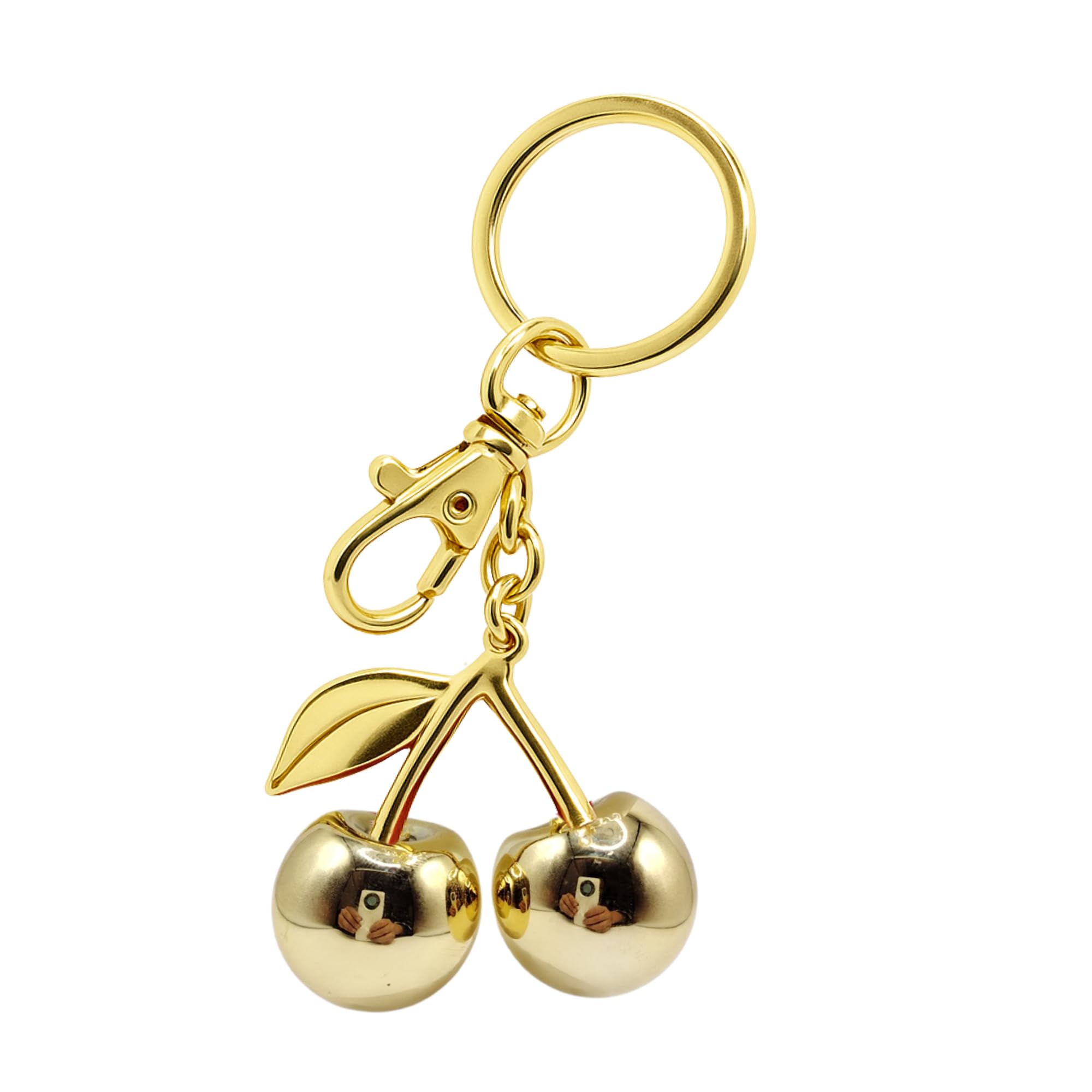 One Tap Only Unisex Cherry Gold Keychain Bag Charm Keychain Accessories Gifts For Women Purse Bag Charms Extender Chain For Handbags