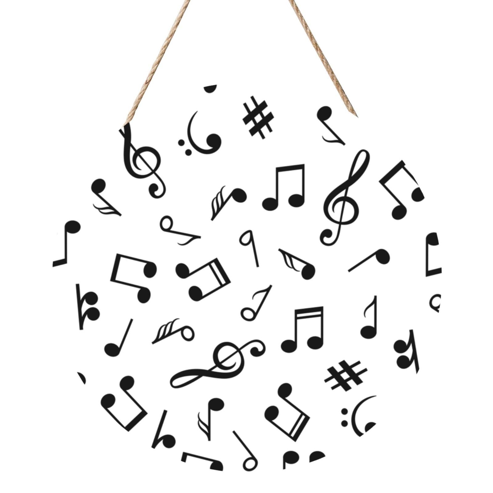 InOmak Musical Theme Printed, Round Wood Panel Painting 12 in, Wall Hanging Painting For Home