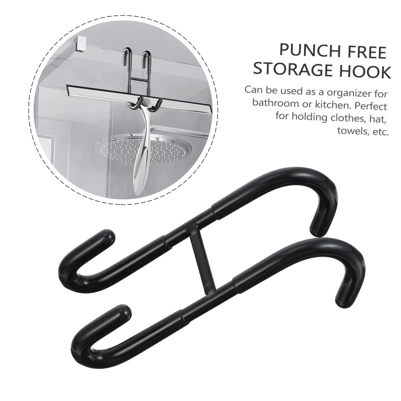 Cabilock Ganchos de Puerta de Acero Inoxidable Negro, 3 Piezas, sin Perforaciones, Diseño para Colgar Toallas y Ropa, Ahorro de Espacio, Baño y Cocina