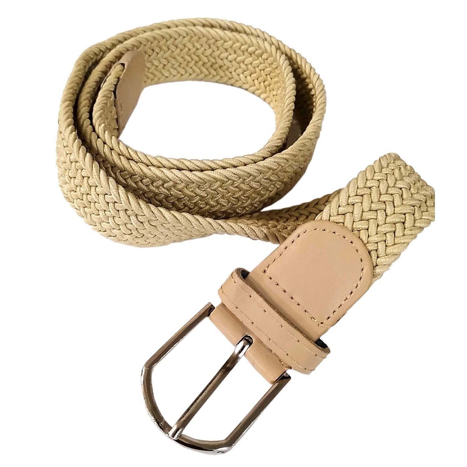 Cream Unisex Stretchable Braided Belt For Casual And Partyware-image-7