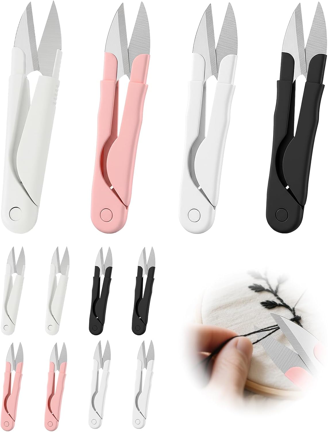 12PCS Crochet Scissors with Cover, Ergonomic Durable for Crafting Stainless Steel Yarn Thread Knitting Seamstress Cutter Snips for Sewing Crafting Embroidery Knitting