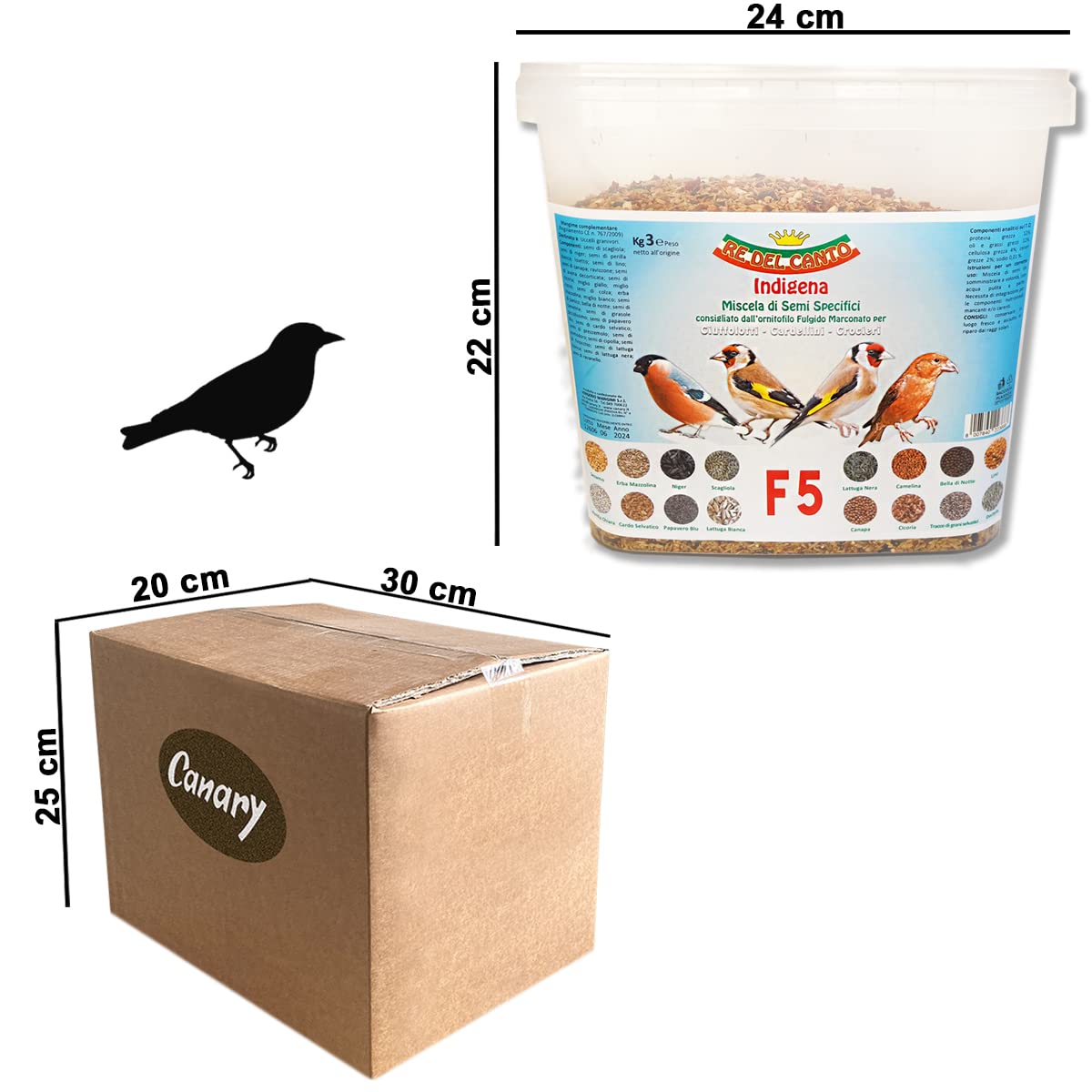 F5 Indigène 3kg - Mélanges spécifiques pour chardonnerets, bouvreuils, becs-croisés et spinus
