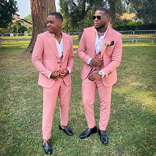 Men's Three Pieces Suit Peak Lapel Jacket Vest Pants for Groom Wedding Business2