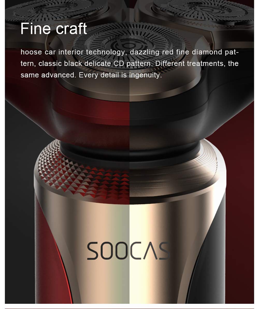 SOOCAS Rasoio elettrico da uomo, rasoio elettrico da uomo, bagnato e asciutto, IPX7 impermeabile rotativo per il viso, rasoio portatile senza fili, ricaricabile tramite USB, per marito papà, nero