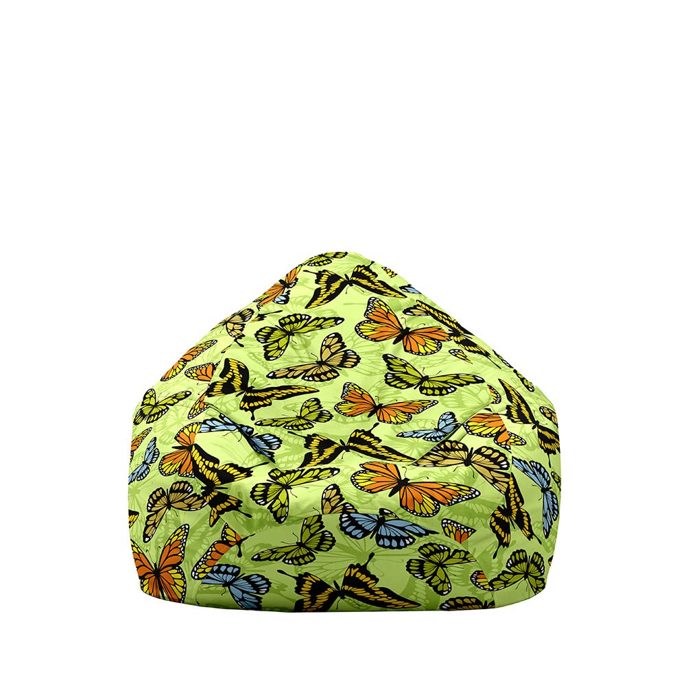 Treer Fodera per Pouf a Sacco per Adulti Bambini, Stampa a Farfalla Copertura per Poltrona Sacco, Senza Imbottitura, Cerniera Pouf a Forma di Pera Bean Bag Cover (100x120cm,Blu Viola