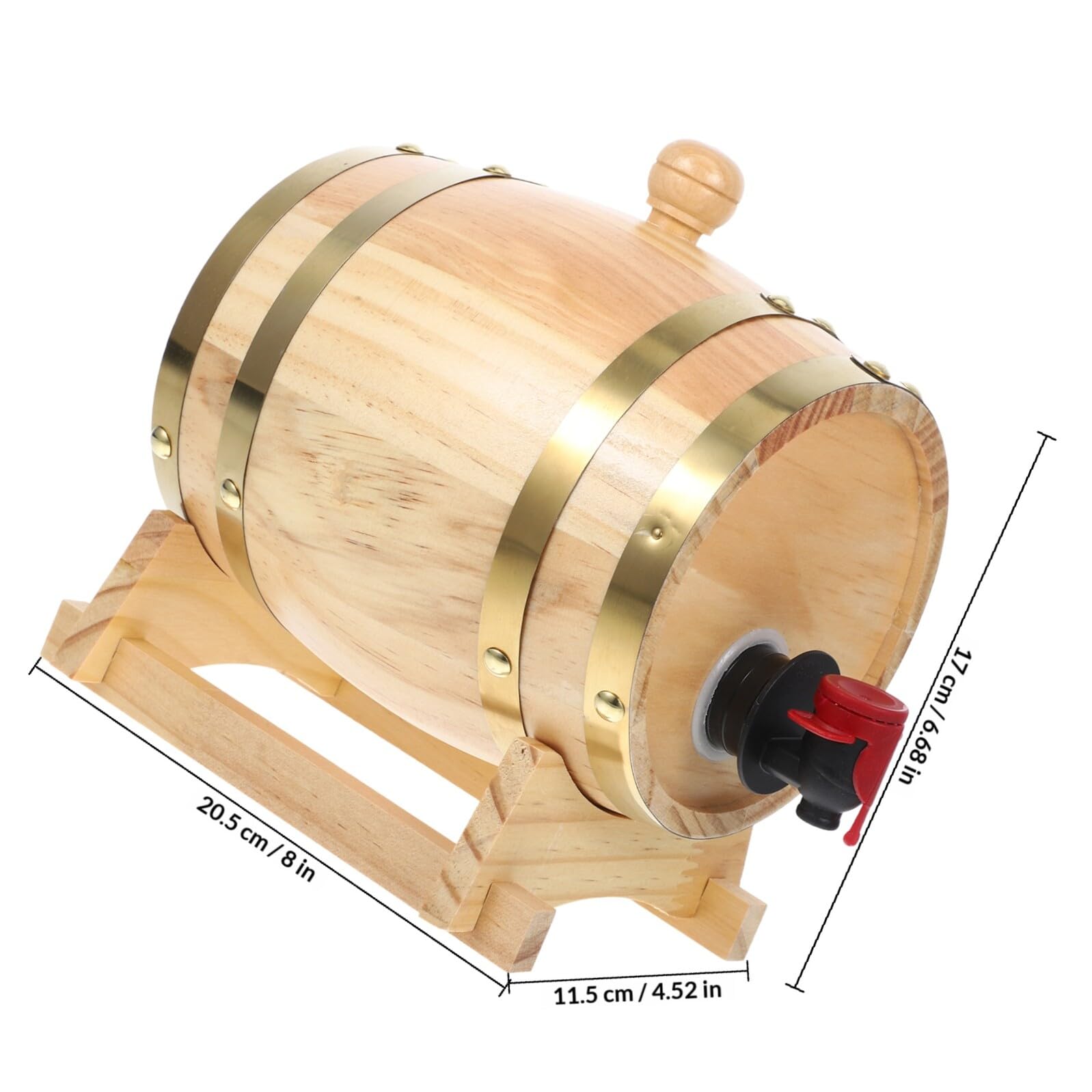 Abaodam Barile di Legno in Pino 0,8 l Rubinetto e Supporto, Dispenser per Vino, Birra e Liquori, Barile Decorativo per Casa e Collezionisti di Bevande Artigianali