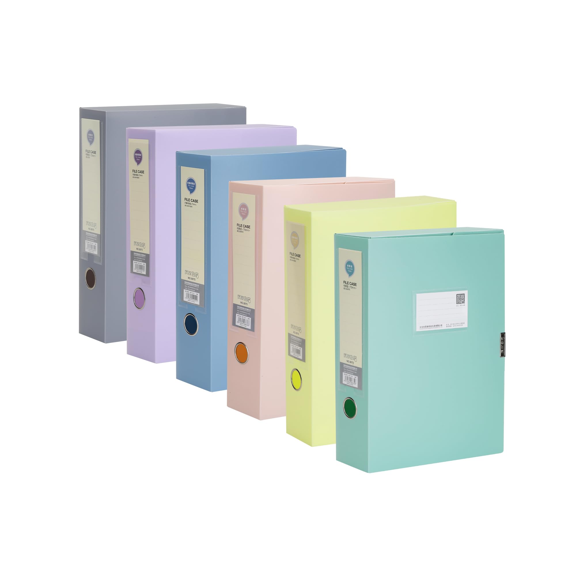 YKUKIZEE 6 Pack Assorted Colour A4 Files Box 55 mm Spine, Foldable A4 Document Boxes Deep, Plastic Foolscap Filing Organiser Box for Paperwork Stationery Office Archive School