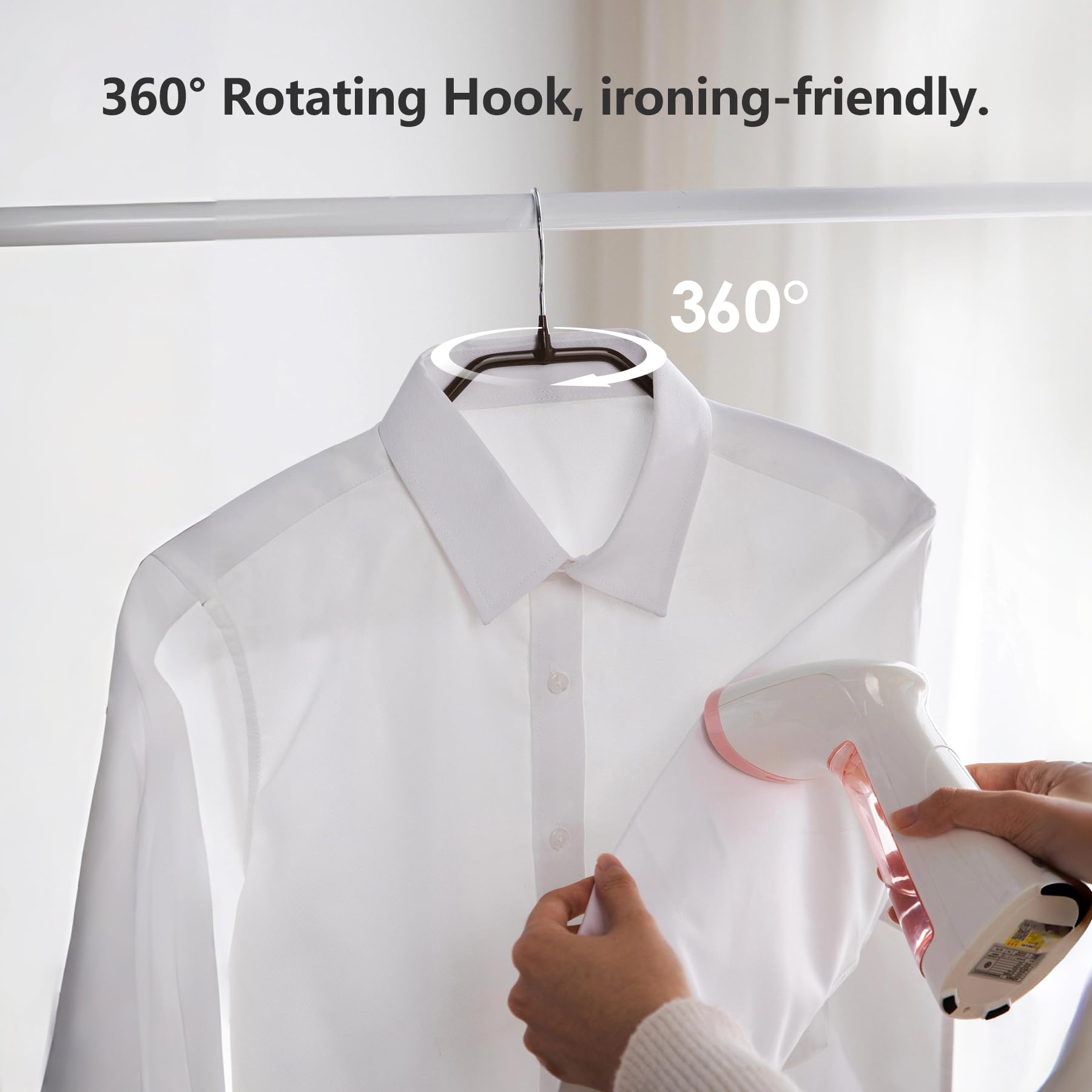 SHIMOYAMA Confezione da 5 grucce appendiabiti in metallo da 40 cm, sottili, antiscivolo, per top, maglieria, magliette, maglioni, girevoli a 360° (bianco)