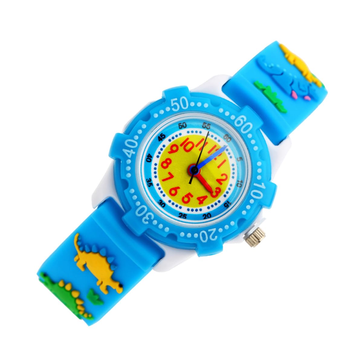 LIFKOME 3stücke Cartoon Dinosaur Uhr Für Junge Mädchen wasserdichte Silikon Quarz-Armbanduhr Mit Einzigartigem Design Für Jungen Und Mädchen Blau