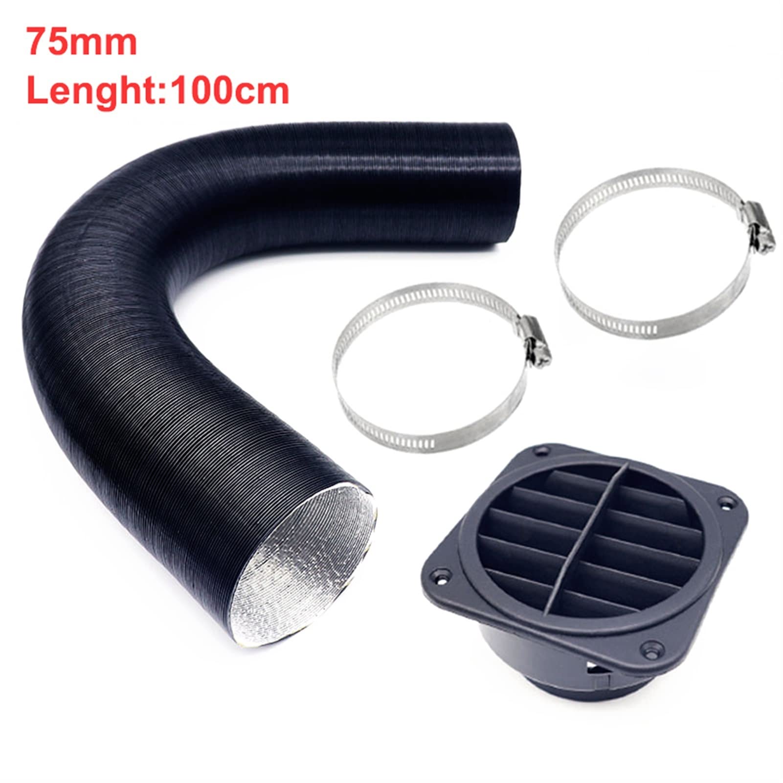 ZTUOAUMA 75mm 5-Gear T-Piece Diesel Heater Duct Valve Air Vent Outlet Connector with Adjustable Valve Flap Compatible with Eberspacher Webasto Auxiliary Parking Heater 2KW 3KW 5KW 8KW