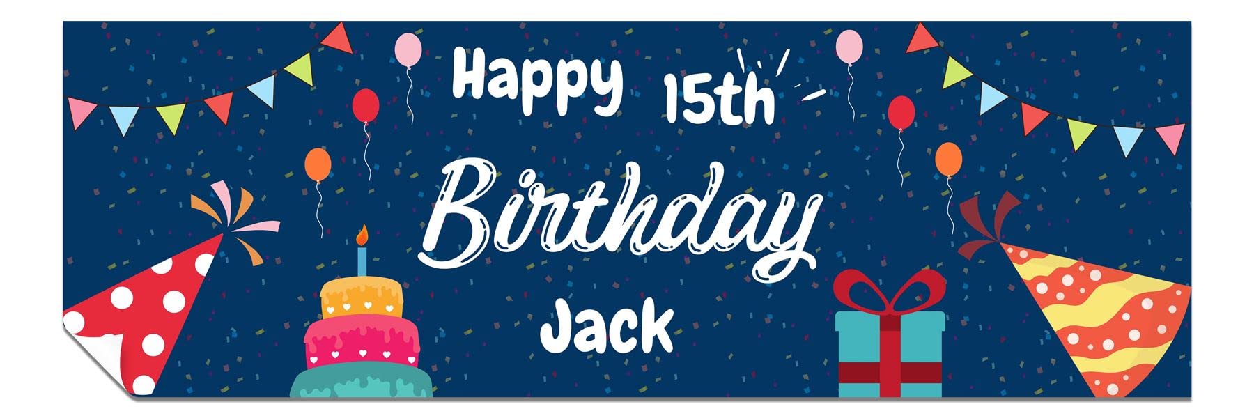 Personalised Birthday Banners for Girls & Boys - Happy Birthday Decorations for Kids’ Party - Birthday Girl Boy Banner - Happy Birthday Banner Dark Blue 1 x 6ft Large Banner