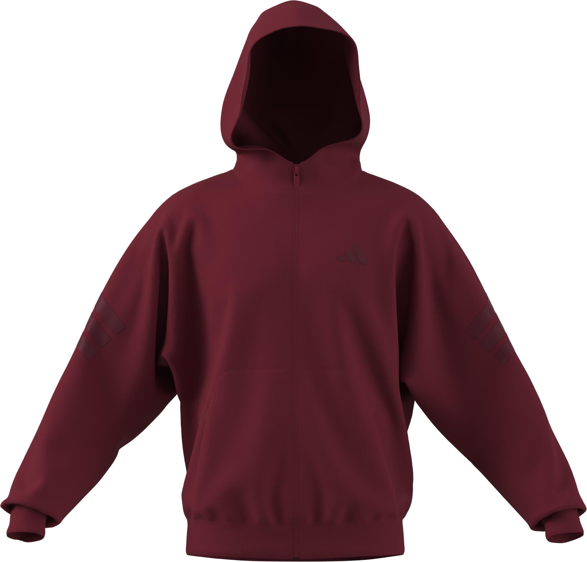adidas Men's FUTURE ICONS THREE STRIPES FULL-ZIP HOODIE, active maroon, XL
