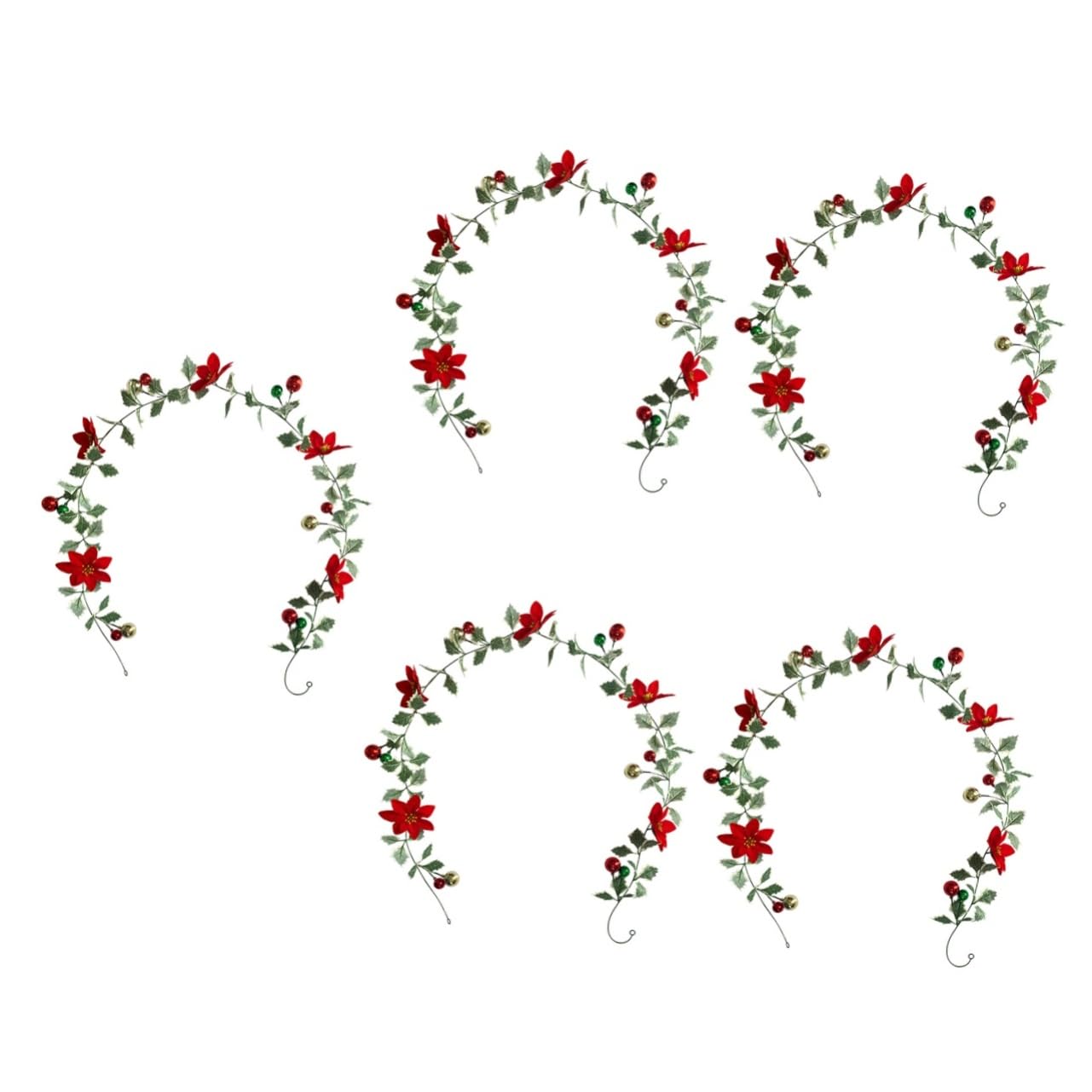 Cabilock 5 Piezas De Guirnaldas De Luces Verdes con Bastones Adornos De Hojas Relleno para Decoración De Puertas Coronas De Musgo Falsas Flores Artificiales De Ratán De Seda