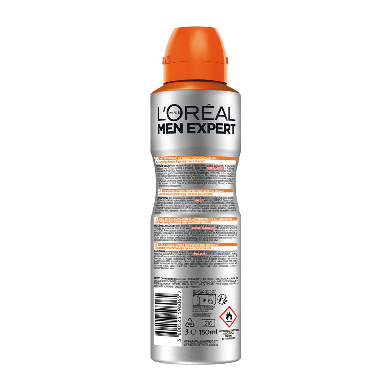L'Oreal Paris Men Expert Invincible Anti Perspirant Sprey Deodorant 150 ml