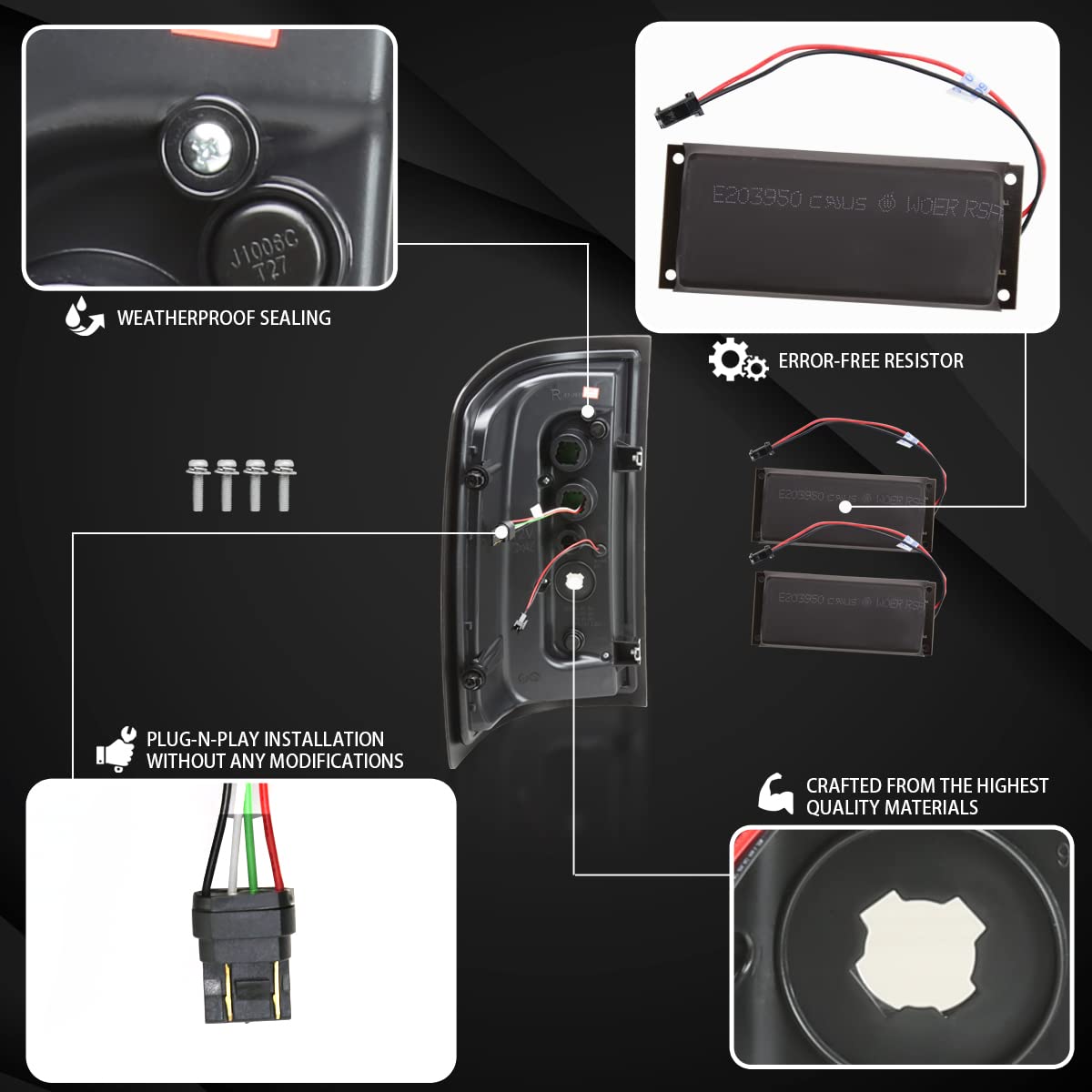 Amazon | Autozensation スモークレッドLEDテールライト 2014-2018 GMC