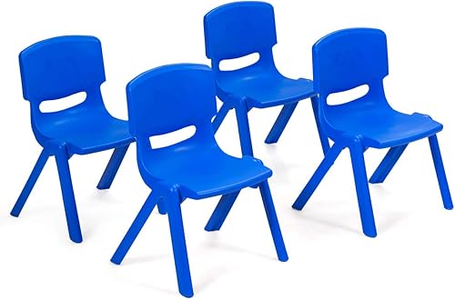 Miniatura 1 de Costzon Sillas escolares apilables de plástico, paquete de 4, sillas de aprendizaje para niños con altura de asiento de 11 pulgadas, asa de