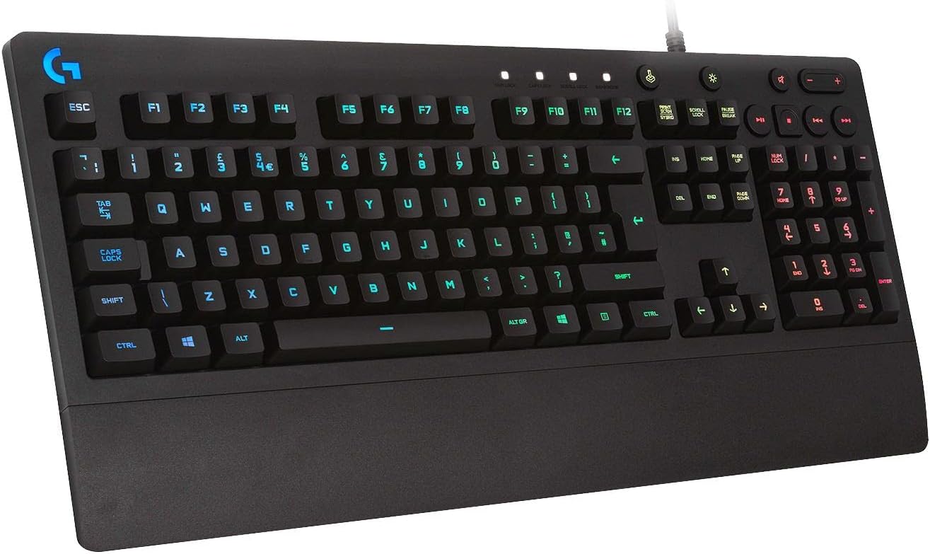 Logitech G G213 Prodigy Gaming Keyboard, RGB Lightsync Backlit Keys, Spill-Resistant, Customizable Keys, Dedicated Multi-Media Keys, Qwerty Us International Layout – Black Logitech G G213 Prodigy Gaming Keyboard, RGB Lightsync Backlit Keys, Spill-Resistant, Customizable Keys, Dedicated Multi-Media Keys, Qwerty Us International Layout – Black