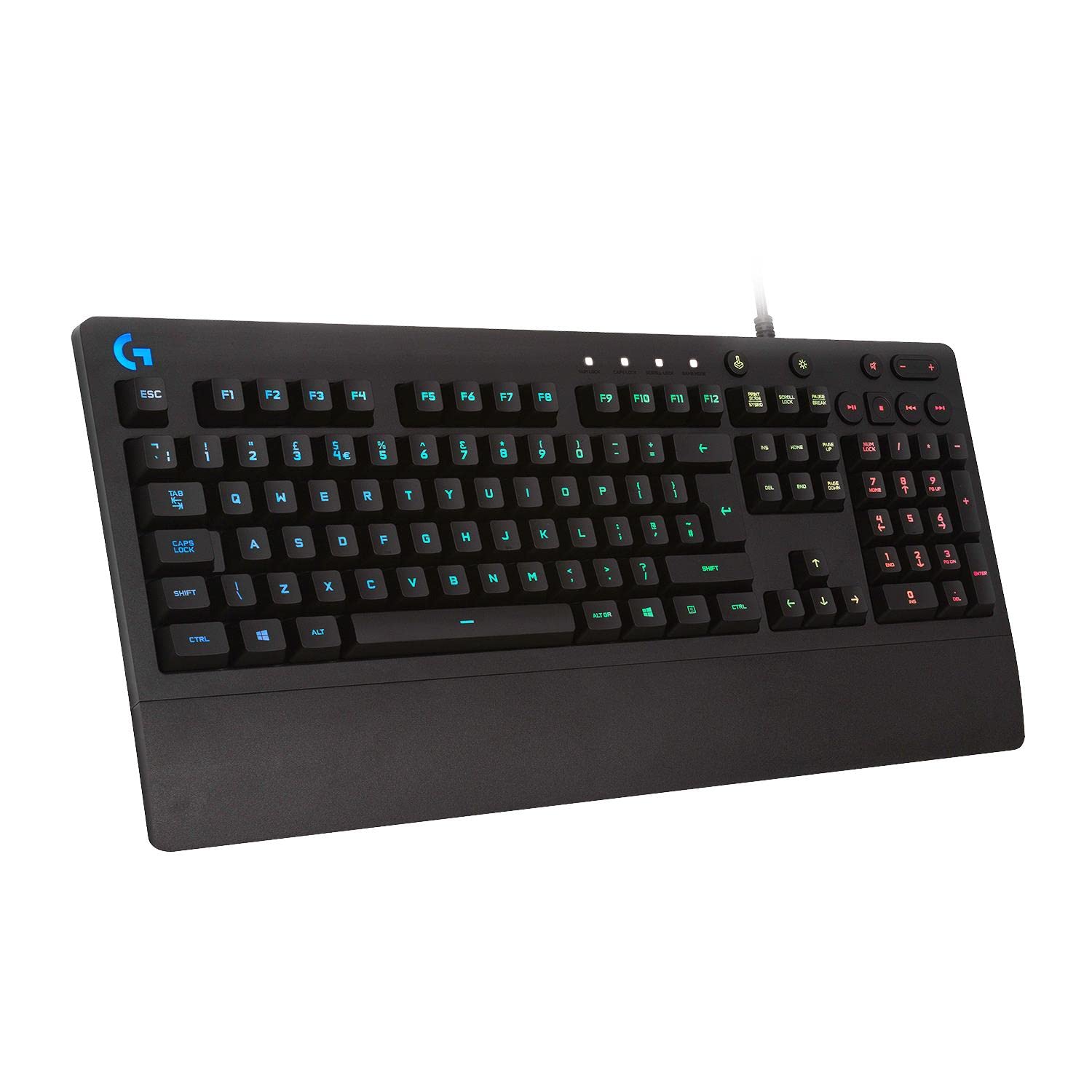 Logitech G G213 Prodigy Gaming Keyboard, RGB Lightsync Backlit Keys, Spill-Resistant, Customizable Keys, Dedicated Multi-Media Keys, Qwerty Us International Layout - Black