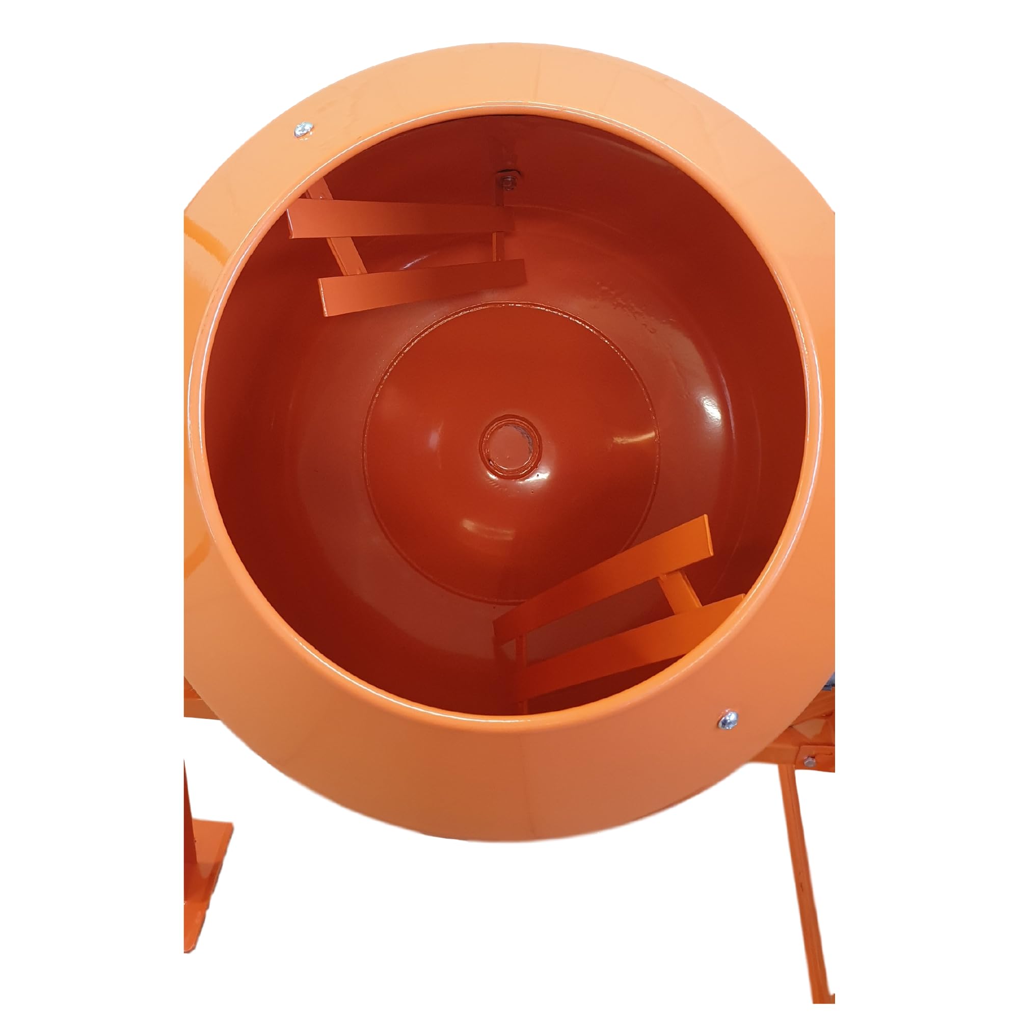 Betonmischer BAU160, 160L Trommel, 850W Motor, Orange, Stahlrahmen mit Metall-Zahnkranz, Kunststoffräder, Kipp-Handrad