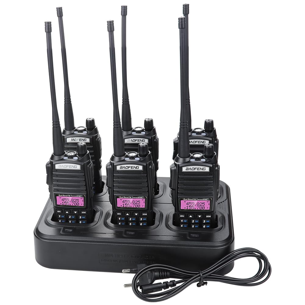 UV-82HP GMRS-V2 MURS-V1 UV-82C Six-Way Gang Charger Bulk Bank Multi BL-8 Battery Charger with UV-82 Walkie Talkies Set