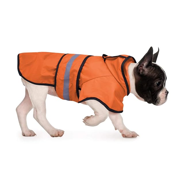 HDE Chubasquero con Capucha para Perros pequeños y Grandes, Color Naranja, Talla S