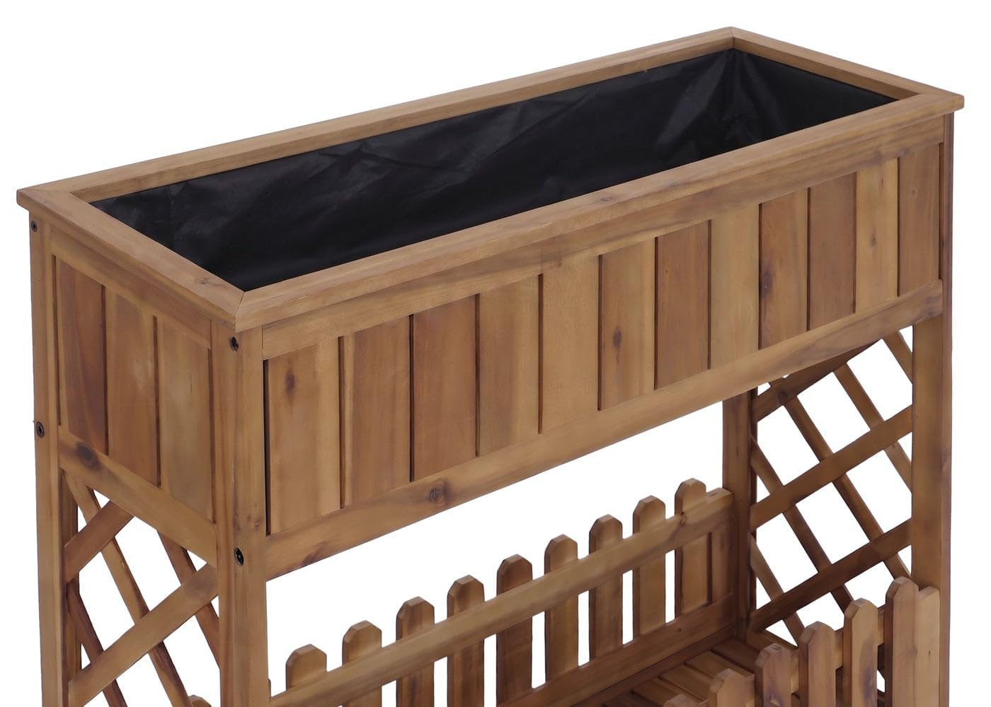 Mendler Hochbeet HWC-P83 Outdoor Akazie Holz 90x95x31cm - braun | Blumen-/Pflanzkasten, Blumenregal, Ablage, FSC®-Zertifiziert