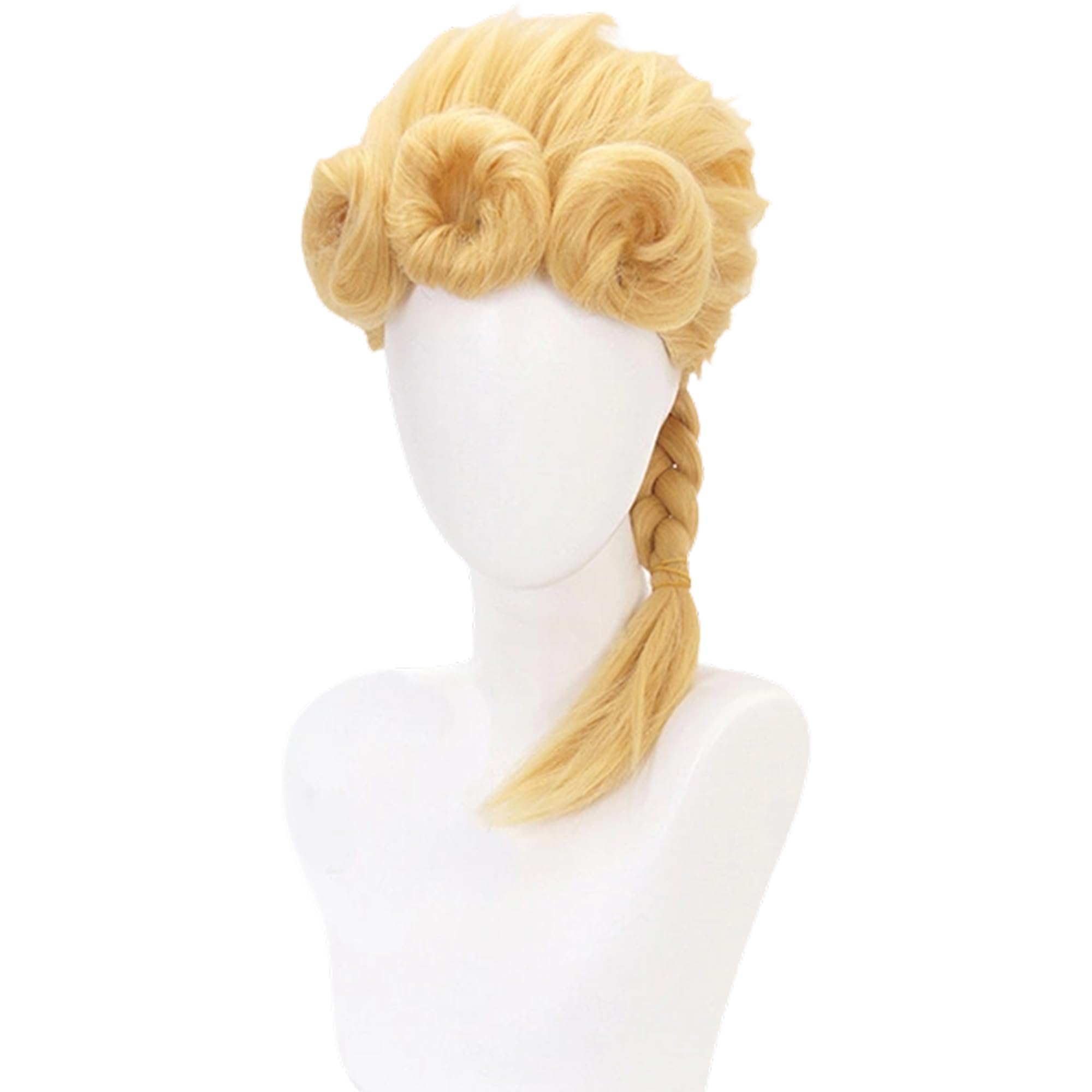 Gold Yellow Curly Long with Pigtail Braids Wig for Adult Women Men Halloween Comic Con Cos Replacemnt Wigs Heat Resistant Costume Hairs - Image 2